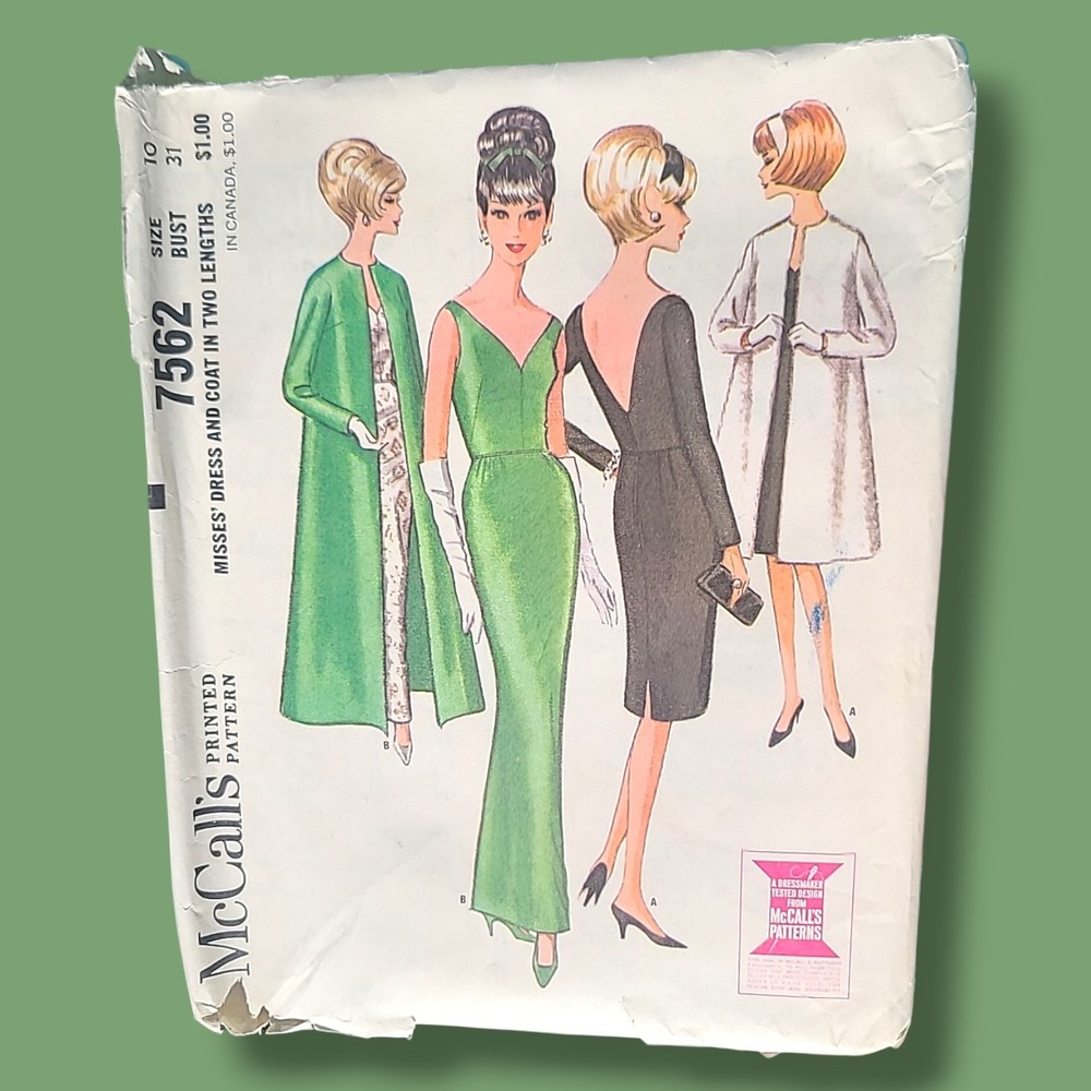 Vintage 1964 McCall's Pattern 7562 Dress Coat Uncut Size 10 Bust 31